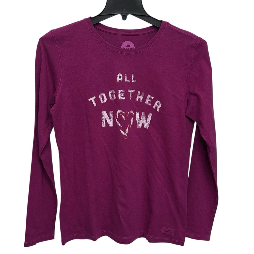 Life Is‎ Good All Together Now Candy Cane Heart Women's Long Sleeve T-Shirt M